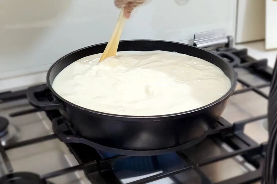 Step 10: Cooking milk for malai