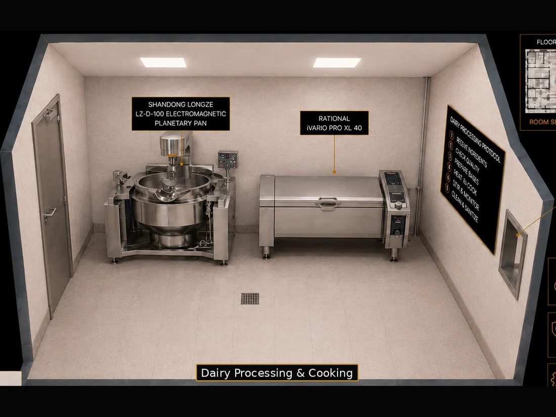 Illustrative rendering: Dairy Processing & Cooking