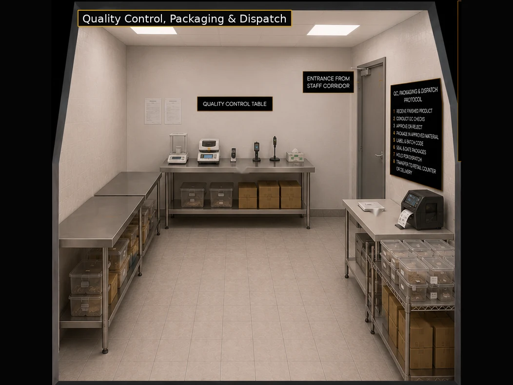 Illustrative rendering: Quality Control, Packaging & Dispatch